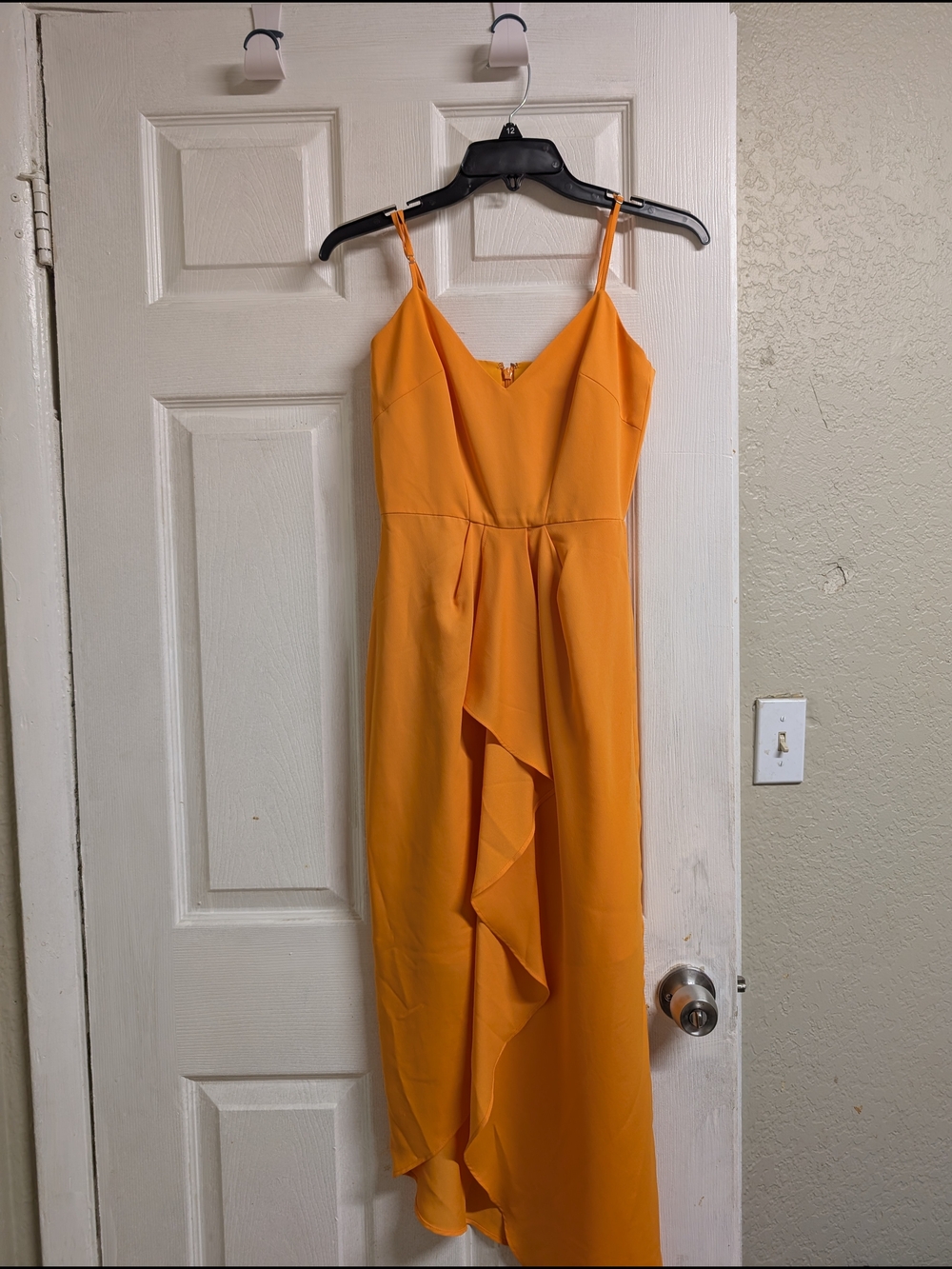 Gianni Bini Orange One-Shoulder Ruffle Midi Dress